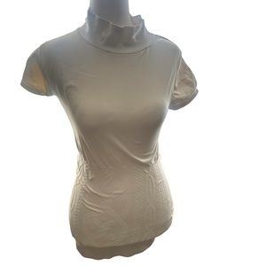 Y2K Vintage G by Guess Stretchy Form-Fitting Turtle Neck Cream Top size Medium